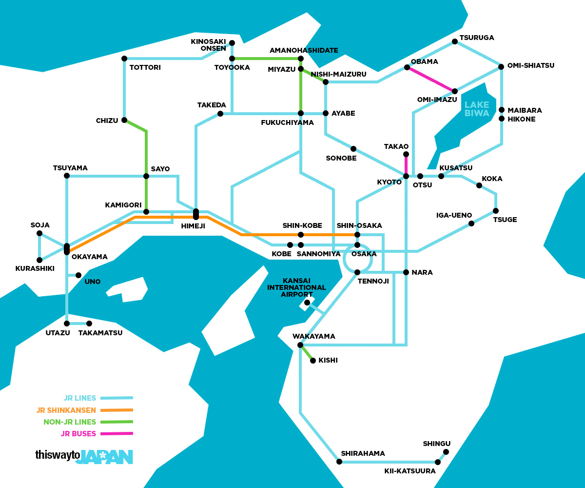 JR West Kansai Wide Area Pass JR West Kansai Wide Area Pass Map