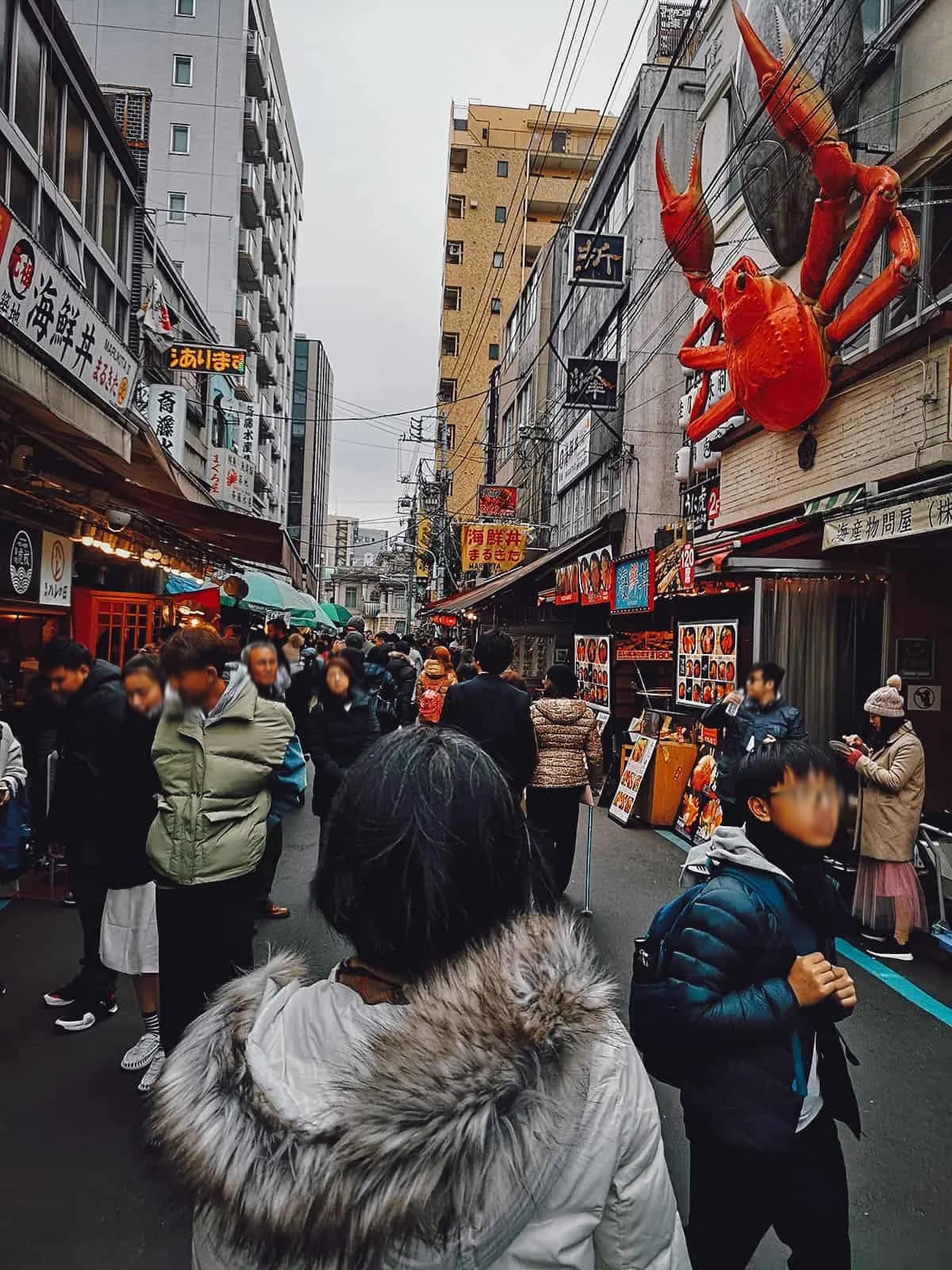 Tokyo Travel Guide Crowd at Tsukiji outer market