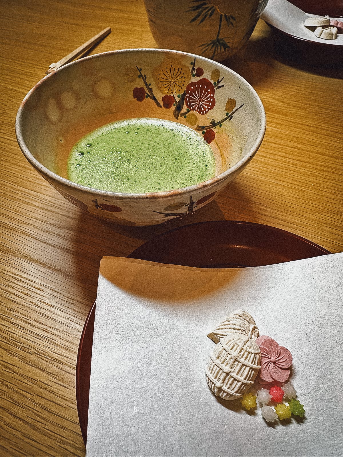 Kintsugi in Kyoto Cups of matcha and sweets