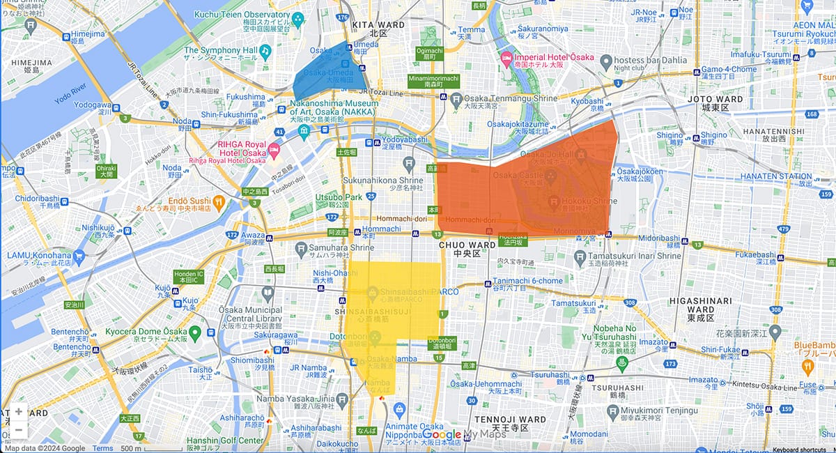 Osaka Travel Guide Osaka area map