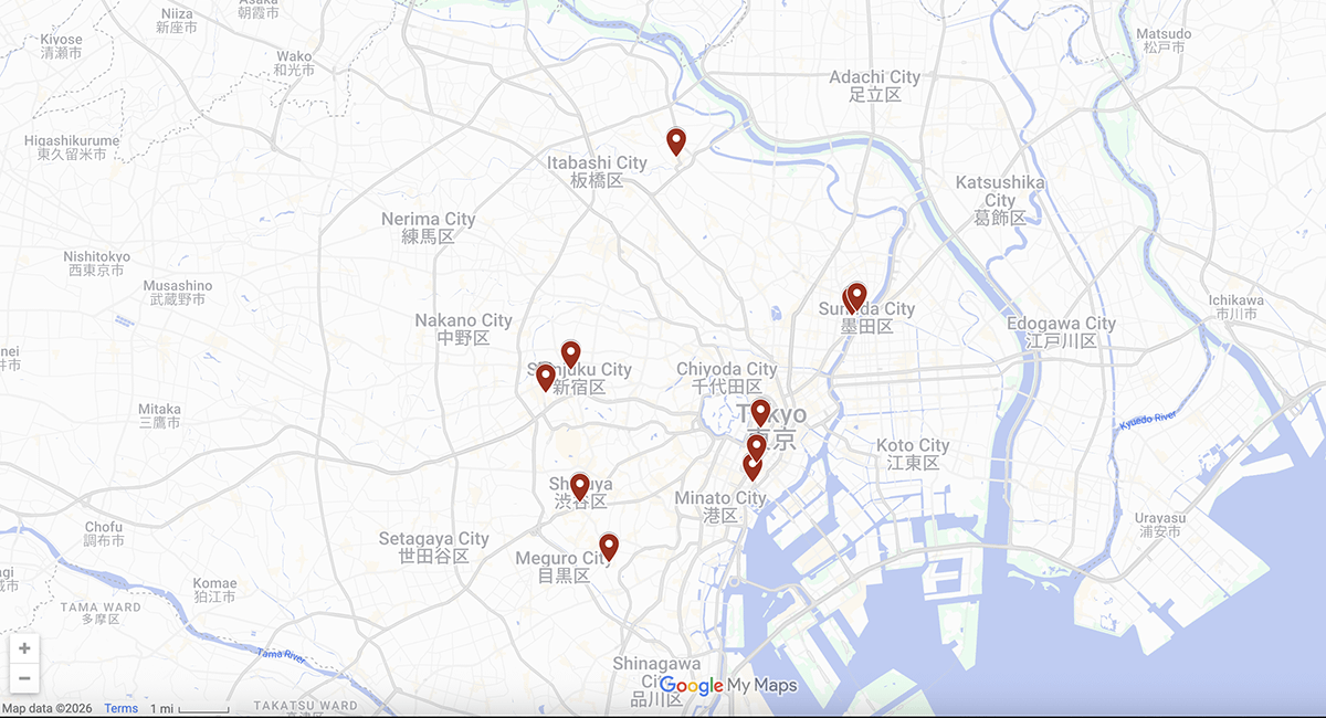 Free Observatories in Tokyo Tokyo observatories map