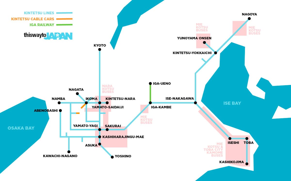 Kintetsu Rail Pass Kintetsu Rail 5-Day Pass Plus Map
