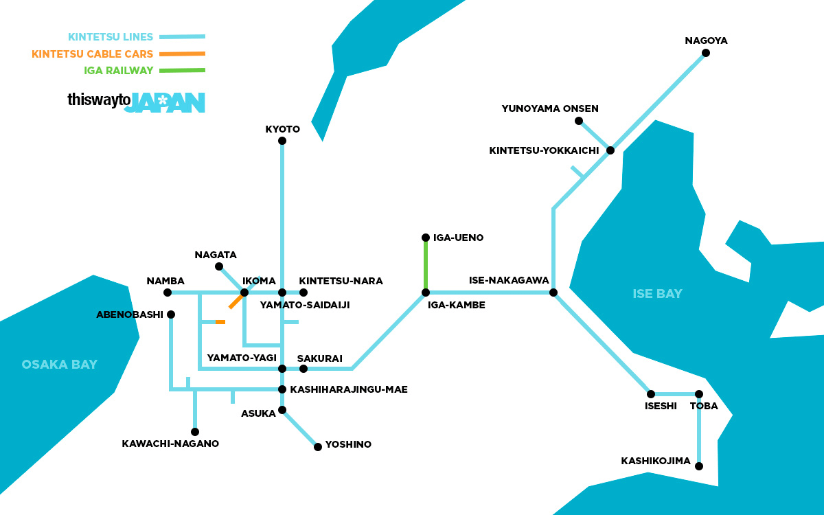 Kintetsu Rail Pass Kintetsu Rail 5-Day Pass Map