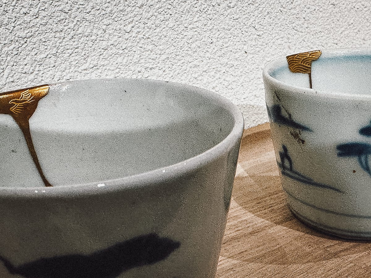 Kintsugi in Kyoto Close-up of pottery