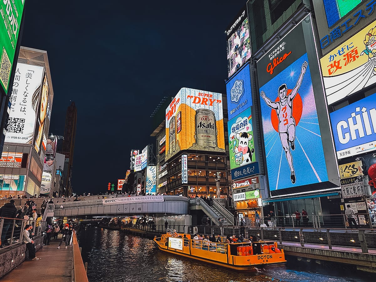 Namba, Osaka Dotonbori canal at night