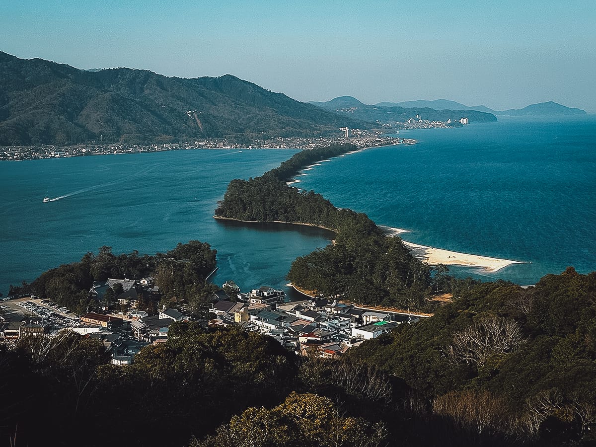 View of the sandbar from Amanohashidate Viewland
