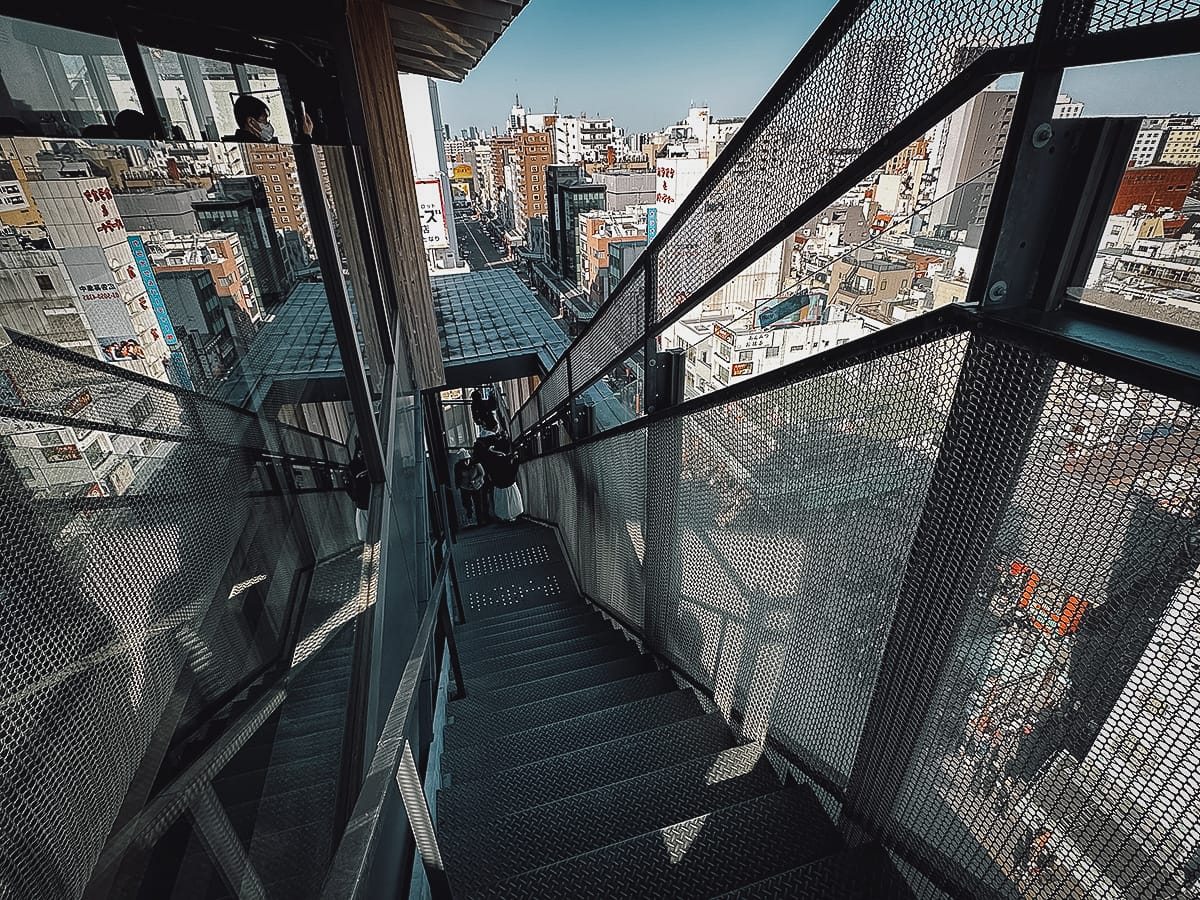 Free Observatories in Tokyo Stairs at Asakusa Culture Tourist Information Center observation deck