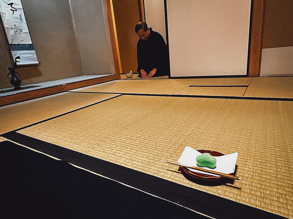 The Japanese Tea Ceremony Japanese man before entering the room